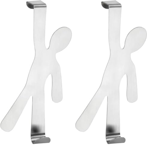 WENKO Türhaken Boy Edelstahl matt, 2 cm, Edelstahl rostfrei, 8 x 15 x 2.5 cm, Matt (Packung mit 2)