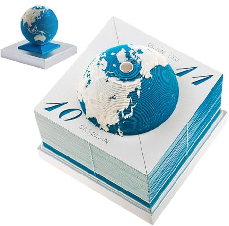 Zestvria 3D-Erdkalender, 3D-Kunstkalender 2024 Erde - 3D-Kunstkalender-Notizblock 2024,Abreißbares Papier zum Schnitzen, selbstklebend, kreatives Abreißkalender-Skulptur-Geschenk