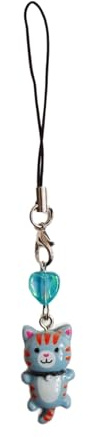Kobeleen Niedlicher Katzen-Anhänger, Handykette, Riemen, Herz-Charme, Schlüsselanhänger, Telefon-Lanyard, Harz, Schlüsselanhänger, Tasche, Rucksack, Ornament, Party-Schmuck
