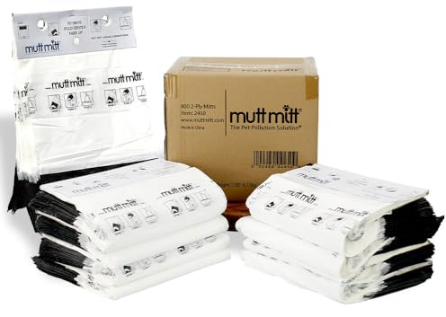 Mutt Mitt® 2-Ply Dog Waste Bags with Thick 2 Mil Mitten - 800 Dog Waste Bags on 8 Station Headers - No more yuck or warm handshake