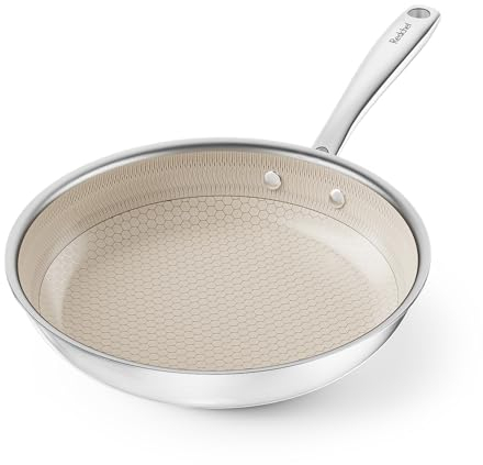 Redchef Padella a nido d'ape, 24 cm, padella in acciaio inox, struttura a nido d'ape di alta qualità, antiaderente e antigraffio, senza PFAS senza PFOA, padella a induzione con intelligente