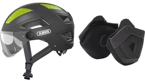ABUS Stadthelm Hyban 2.0 ACE & Ohrenschützer - Pedelec 2.0 Earpads - ansteckbar an den Fahrradhelm - Winterkit, schwarz