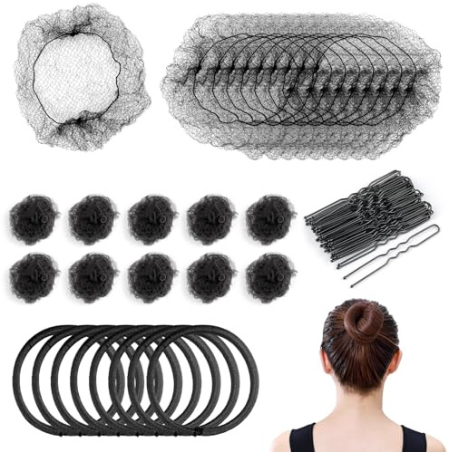 Ballett-Dutt-Set mit Haarnadeln, unsichtbare Haarknotennetze für Ballett, Kinder, Haarstyling-Zubehör für Ballett-Tänzerinnen und Kinder, 90 Stück (schwarz)