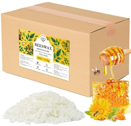Weiße Bienenwachs Pastillen 4.5KG, VEGISHINE Bienenwachs Bio für Kosmetik, Kerzenwachs für die Kerzenherstellung, Reines und natürliches Bienenwachs für Hautpflege, Lippenbalsam, Polieren und Lotion
