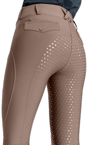 ticticlily Reitleggings Damen Silikon Reithose mit Handytasche Stretch High Waist Vollbesatzreithose mit Gürtelschlaufen Reitsport Hosen Leggings Anti Pilling Outdoor Reitbekleidung