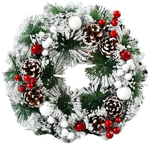 ggtuyt Couronne de Noël de la Porte d'entrée 12,6 Pouces avec Baies Rouge Couronne de Porte de Noël pour Le Foyer de décoration Murale 2 Portes et décoration de fenêtre
