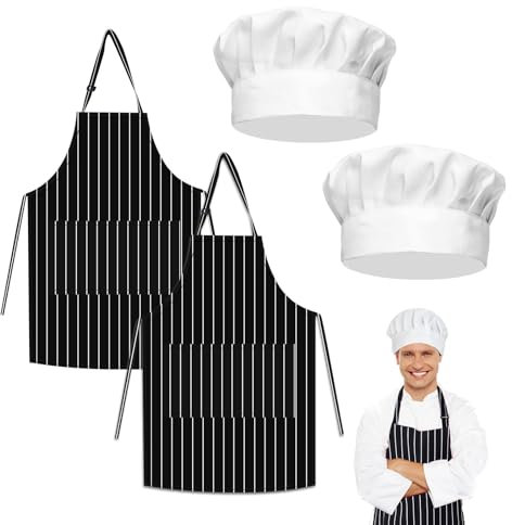 UILYNIU 4 piezas Delantales Cocina Negros Ajustable con 2 Bolsillos Delantales de Lona para Cocina Artista Pintura Camarero Jardín