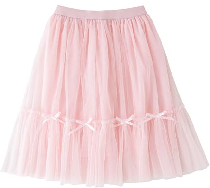 Jastore Girls High Waist Tulle Skirts A-line Mesh Skirt Midi Tutu Skirts Dress for Toddler Girl (US, Age, 3 Years, 5 Years, Pink)
