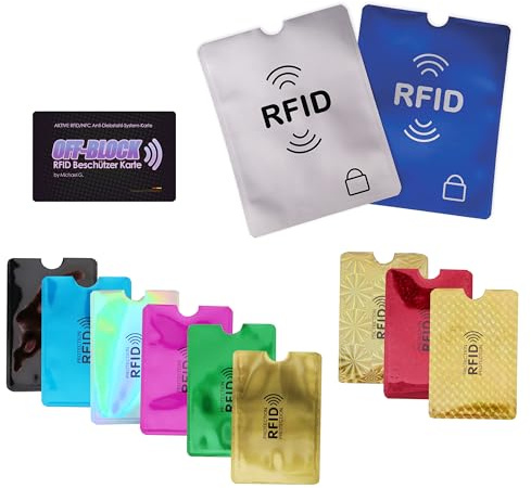 Off-Block RFID Mega-Set 12tlg. Schutzhüllen und Blocker Karte NFC Blocker EC Schutz Etui Neueste Generation 2025 Schutz vor Datendiebstahl und Datenklau Zur Abschirmung Ihrer Chipkarten