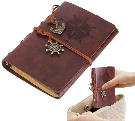 Ledergebundenes Notizbuch, Lederjournal | Retro-Notizbücher,Notizblock, Tagebuch, A6, Vintage-Finish, Nachfüllbar, Zeichentasche, Tagesplaner Für Frauen