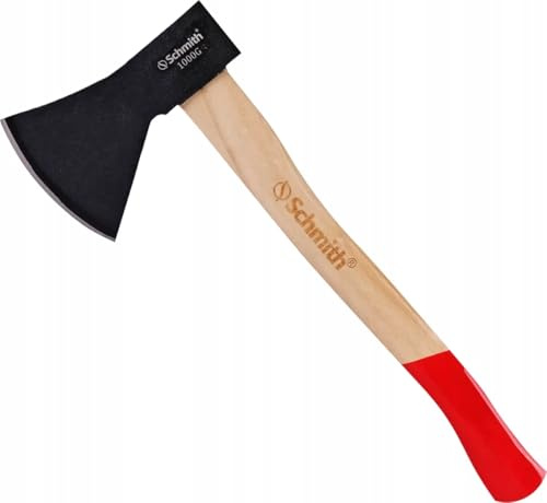 Schmith - Ascia temprata con manico in legno 1 kg - Ideale per legna da ardere - Resistente - Ergonomico - Robusto - Forestale