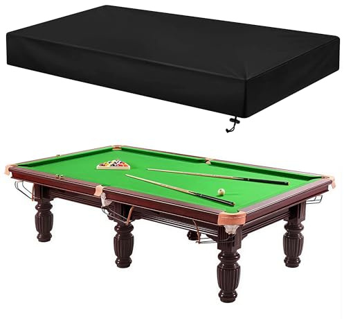 ohbien 8ft Billardtisch Abdeckung mit Kordelzug 210D Oxford-Stoff Abdeckung | Wasserdicht Winddicht für Gartenmöbel, Anti-UV Schutzhülle Staubdicht Reißfest für Snookertisch Billardtisch Gartentisch