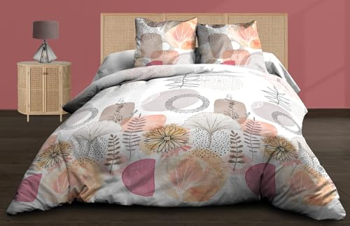 Housse de Couette 240x260 + 2 taies - Pur Coton 57 Fils - Aquarel, Rose
