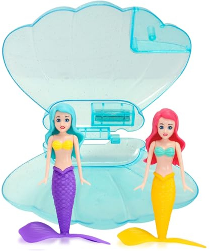 Lot de 2 Sirène avec Coquille Bleu Jouets de Plongée pour Piscine,Sinkers Sirène pour Enfants Jouets Piscine,Petites Sirènes Jeux Piscine Cadeau pour Enfant Fille 3-12 Ans Entraînement sous-Marin