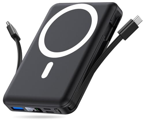 Yiisonger für Magsafe Powerbank 10000mAh, Wireless Magnetische Powerbank Schnelles Laden mit LED-Display und USB-C Ladekabel Externe Akkupack für iPhone 16/15/14/13/12 Pro Max/Pro/Plus