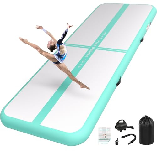 Sportbob Airtrack Matte 3/4/5/6/7m Länge, 10/15cm Dicke mit Luftpumpe | Sichere Landungen mit 10/15cm Dicke | 600W-Pumpe, Blitz-Aufbau | Fitness, Turnen | Drinnen & Draußen | Strapazierfähig