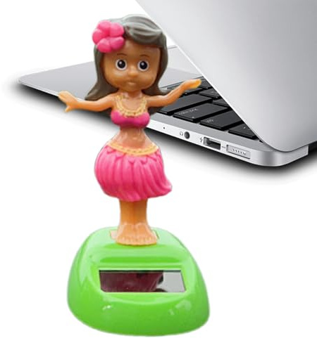 Décoration de voiture - Figurine de fille oscillante avec énergie solaire - Résistante à l'eau - Résistante aux intempéries - Décoration de table pour bureau à domicile, terrasse