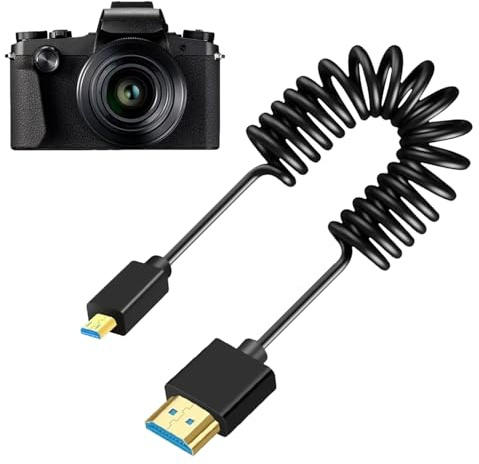 Generisch Cavo a molla per monitor della fotocamera | Cavo a molla portatile per monitor – Cavo di collegamento sottile e compatto estensibile per fotografia di studio e uso esterno