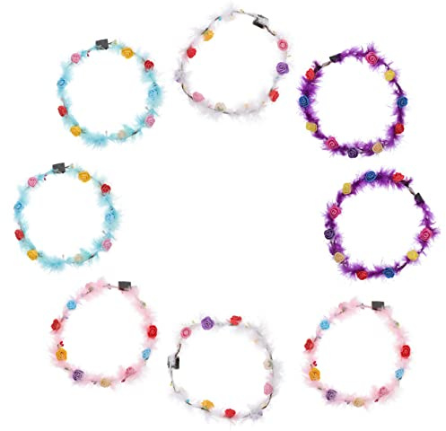 WOFASHPURET 8 Pièces Bandeaux LED Lumineux Plumeaux Accessoires Coiffure Femme pour Fête Carnaval