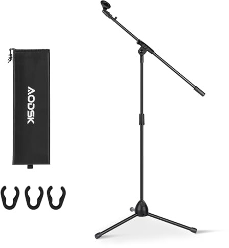 AODSK Deluxe Tripod Microphone Stand with Boom Arm & Twist Clutch Height Adjustment (Upgraded version)