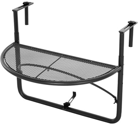 SynapSYA Balkontisch Klappbar Halbrunder anbringbarer Balkon-Hänge-Couchtisch, Verstellbarer Beistelltisch aus Metall