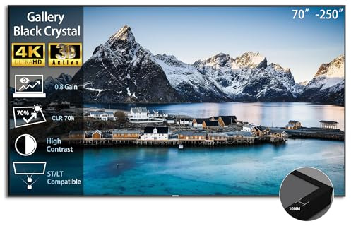 WUPRO Gallery Projector Screen Black Crystal ALR Fixed Frame 16:9, 4K Ultra HD, Wall Mount, Compatible with ST/LT Projectors (Non-UST), Optimized for Rooms with Ambient Light, 100 Inch