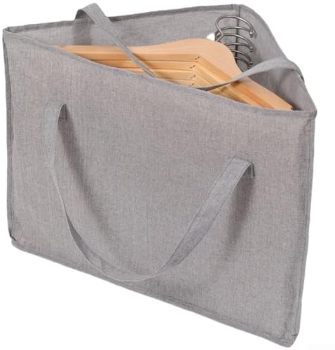 Kleiderbügel-Aufbewahrungsbox, dreieckiger Kleiderbügel, Aufbewahrungstasche, faltbar, große Kapazität, Kleider-Organizer, Baumwoll-Leinen-Stoff, feuchtigkeitsbeständig, mit Griffen für Schrank