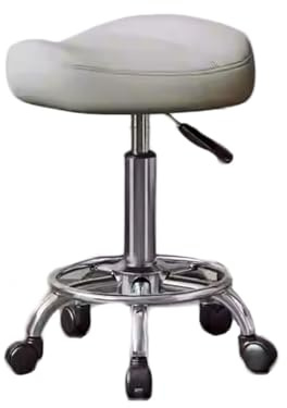 Sadelpall med hjul, ergonomisk sadelstol, vridbar och höjdjusterbar arbetspall, lämplig for massage, skönhetssalonger, spa, kontor(White)
