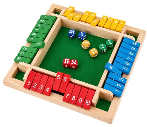 Shut The Box for 4 Players, Puzzle Dice Games, Wooden Table Traditional Family Travel Board Game, Educational Table Math Engaging Maths Games for Home and Social Gatherings