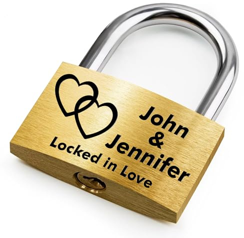 Personalised Engraved Padlock, Heart Padlock for Wedding, Anniversary, Valentine's, Travel, Love Locks with 3 Keys & Gift Box for Lovers(Linked Hearts)