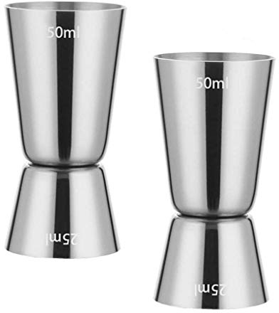 Sunerly 2 pezzi in acciaio inox 25/50 ml Jigger Bar Craft Dual Spirit misurino piolo misurino per bar party vino cocktail drink shaker