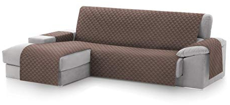 Textilhome Sofaschoner Chaiselongue MALU Links 240cm Gesteppt Wendbar Braun | Ideal für Haustiere und Kinder. Schützt das Sofa vor Flecken, Tierhaaren, Kratzern und täglicher Abnutzung