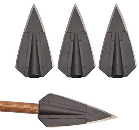 HNZMDY 6 Pcs Archery 2 Blades Hunting Broadheads Traditional Hunting Arrowheads Glue on Arrowheads for 8.0 mm Outside Diameter Wooden Arrow Bamboo Arrow Shaft DIY Archery (Broadheads)