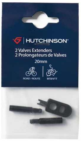 HUTCHINSON - Prolongateur Valve x2 - Valves VTT, Route Et Gravel - Sur Jantes Profilées - Accessoire Vélo - Montage Facile - 20 mm, Noir