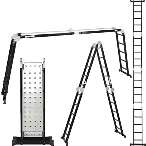 ALDORR 4x5 Profesional Klappleiter mit Plattform - Hochwertiges Aluminium - Vielseitig einsetzbar - Tragfähigkeit bis 150 kg - Zusammenklappbar - Sicher und Zuverlässig (EN131) - Ausziehbare Leiter