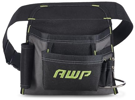 AWP Handyman Tool Apron 6 pockets and Loops for Tool Organization | Black & Gray | Fits up to 50 Waist Size