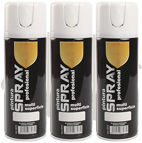 H HANSEL HOME Pintura Spray Blanco Satinado 400 Ml - Pack de 3 Unidades