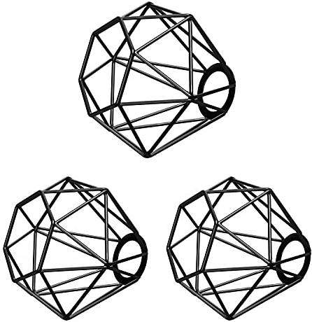 ledscom.de 3 Stück Käfig-Lampenschirm, schwarz, E27 / E14, 160mm Ø