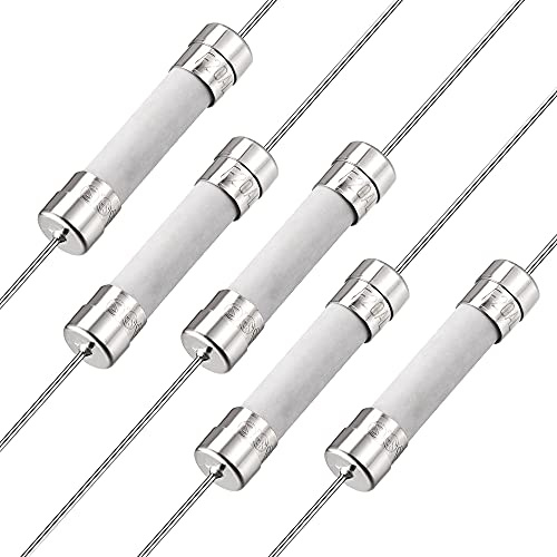 sourcing map 5er Packung Keramik Sicherung 20A 5x20mm Feinsicherungen | Sicherung 250V, Schnellschlag Auslösecharakteristik, Mit Kabel, Für Leiterplatten Elektronische Geräte