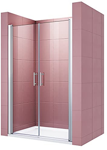 SIRHONA Paroi de douche pliante 80x195 cm, porte double de douche centrale ouverte à l'avant, paroi de douche pliante avec NANO verre trempé 5 mm