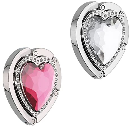kwmobile Taschenhalter für Tisch - 2x Handtaschenhalter für Tisch - Taschenhaken faltbar - Taschen Aufhänger - Taschen Halter Haken - Tischhaken Set Rosa Silber