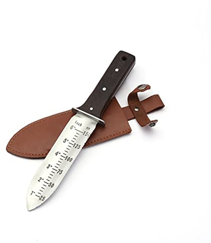 Coltello da giardino - paesaggistica, scavo, diserbo, taglio, piantagione strumento da giardinaggio con custodia in pelle, lama in acciaio inossidabile (nero)