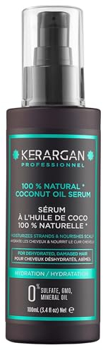 Kerargan - Siero Capillare Idratante all'Olio di Cocco - Protezione & Nutrizione per Capelli Disidratati e Danneggiati - Luminosità e Morbidezza - Senza solfati e OGM - 100ml
