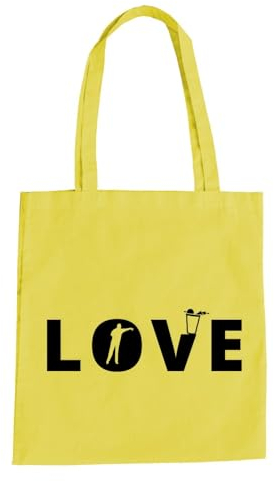 Love Bier Pong Baumwolltasche - Trinkspiel Becher Gelb