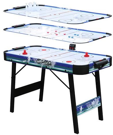 HLC Air Hockey Table Foldable 4.5/4FT Powered Electronic Hockey Game Table with Shuffleboard Bowling Indoor with All Accessories for Adults and Kids
