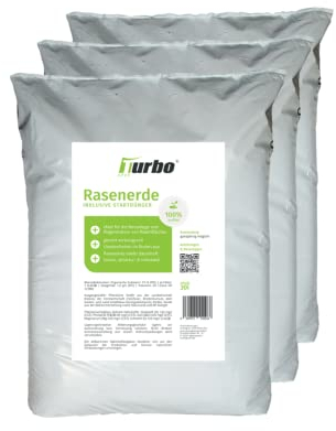 Rasenerde 90L, 100% torffrei, Turbogrün, Mit Startdünger und Rasensand, Ideal für Nachsaat und Neuanlage, Pflanzerde, Rasensubstrat, Erde für Rasen mit Sand