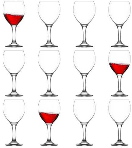 LAV 12x 365ml Misket Red Wine Glasses - Large Dishwasher Safe Glass Wedding Christmas Birthday Party Drinking Glassware Goblet Gift Set
