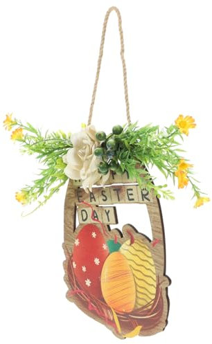 LIFKOME Kaninchen-auflistung Ostern Türschild Ostern Ostern Hängen Osterhasen-Schild Osterkranz Aus Holz Dekorative Ostern Federtürhänger Hase Türschild Karikatur Eier Hölzern