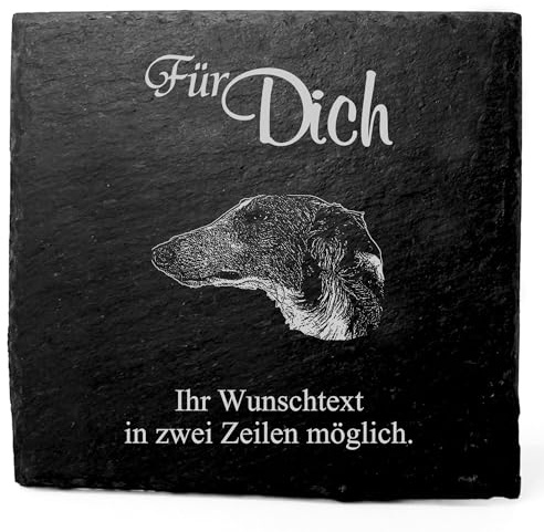 Deko Schiefer Untersetzer personalisiert Barsoi - Für Dich - 11x11cm Schwarz Bierdeckel Tischdeko Bieruntersetzer Weinuntersetzer