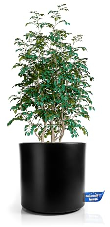 BigDean Blumentopf mit Einsatz rund ø 40 cm Schwarz – wetterfester Übertopf aus bruchsicherem Kunststoff – Pflanzkübel Made in Europe